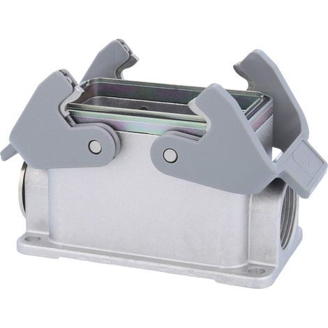 05628101270 HARTING Han 10B EMV Embase à monter en saillie bas, 1xM25 sortie de câble latérale, avec 2 étriers transversaux Presse-étoupe CEM M25 Plage de serrage 9,0 mm - 16,5 mm - 1 Stück (1/3)