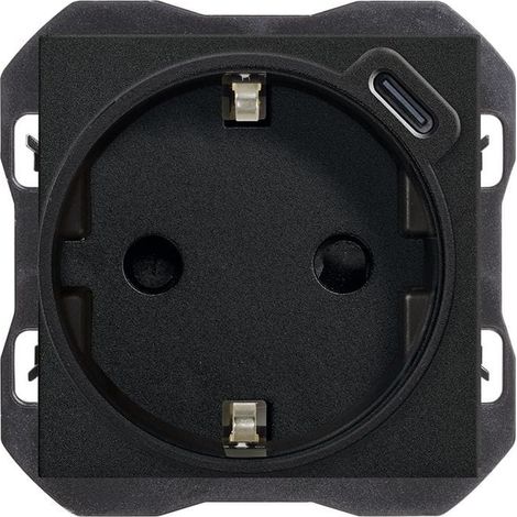 Prise Schuko SIMON 270 encastrable avec chargeur USB-C noir mat (1/2)