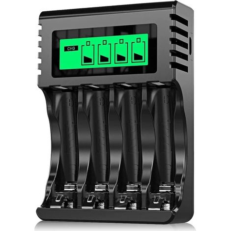 4-Way Rechargeable Battery Charger, Fast Charging for Rechargeable AA AAA Batteries with USB Port MUMU (1/4)
