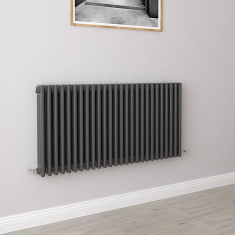AICA Traditional Radiator Central Heating Cast Iron Style 3 Column Horizontal 600x1190mm Anthracite