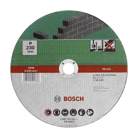 BOSCH 2609256331 DISQUE A TRONCONNER A MOYEU PLAT POUR MATERIAUX DIAMETRE 230 MM DIAMETRE D'ALESAGE 22/23 EPAISSEUR 3 MM (1/2)