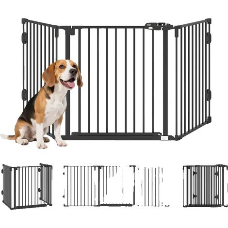 Puerta de seguridad para perros, diseño modular, función de cierre automático, color negro. (1/2)
