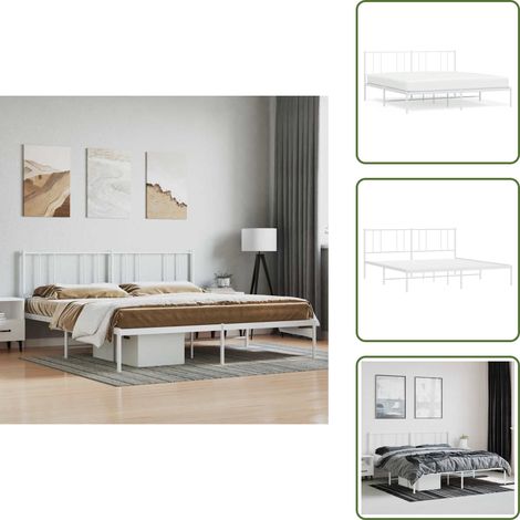 Cama de invitados - vidaXL Estructura cama sin colchón con cabecero metal blanco 200x200cm - Cama de metal