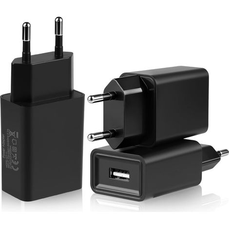 Chargeurs USB 5 V 2 A, Prise Secteur USB pour Smartphone, Tablette, Montre Connectée, Écouteurs, Routeur WiFi, Lampe LED – Adaptateur Chargeur 5v 2a (Noir) (1/5)