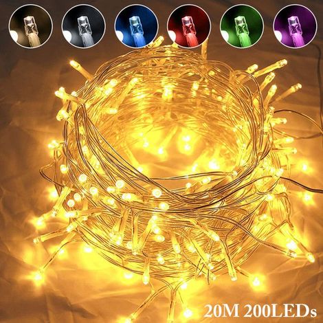 1 Guirlande lumineuse, 200 LEDs, 20M, Blanc chaud, 8 modes, IP44, Intérieur Extérieur, Noël Mariage Fête (1/5)