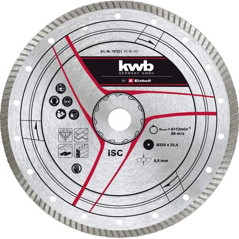 Einhell 49797851 Disco da Taglio Diamantato Turbo 250 mm foro 25,4 mm spessore 2,8 mm 7650 min-1 (1/2)