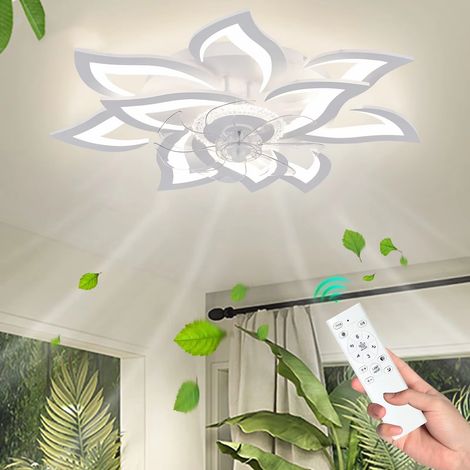 Ventilateur de Plafond Intelligent 77 cm LED, Contrôle Télécommande et Application, 6 Vitesses, Éclairage Dimmable pour Chambre et Salon (1/5)