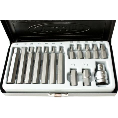 Coffret d'embouts hexagonaux, Acier S2, 3/8 pouce, H4-H12, avec Porte-embout Boni (1/5)