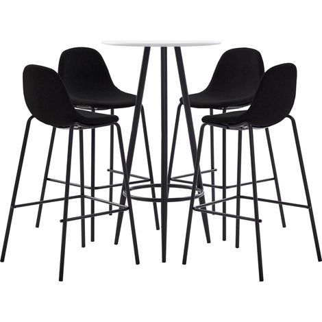 Set 1 Table de bar + 4 chaises de bar/Tabourets,Ensemble de bar Tissu Noir -BV63679 (1/5)