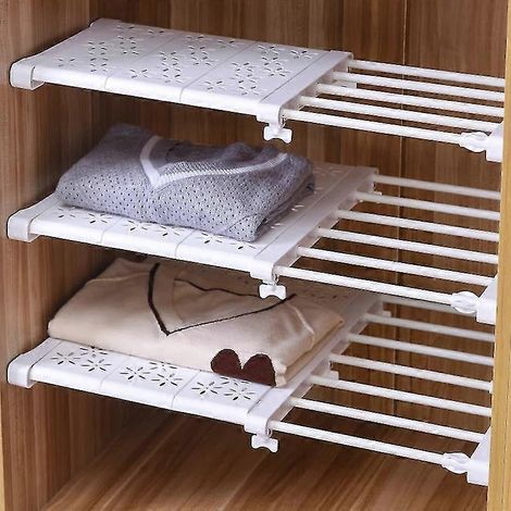 Étagère de rangement réglable pour armoire, adaptée aux cuisines et salles de bains, à fixer au mur, dimensions 38-60 cm x 36 cm. (1/5)