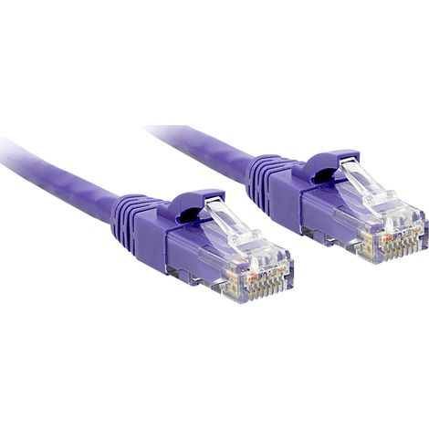 LINDY 48124 RJ45 Patchkabel CAT 6 U/UTP 3.00 m Violett mit Rastnasenschutz 1 St.
