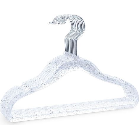 Cintres en Plastique Transparent Pailleté Antidérapant avec Encoches pour Soutiens-Gorge Robes à Bretelles Lot de 10 Pièces 40cm