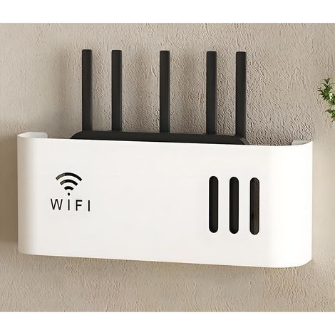 Wandmontierte Router-Aufbewahrung, Abdeckung für die Routerbox, Halterung für die Internetbox, ideal zur Organisation Ihrer Routerbox und aller Kabel (Schwarz)