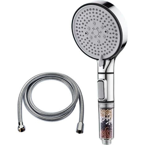 1 Pommeau de douche,5 modes,Filtre eau dure,Résistant chaleur,Tuyau 1,5m,Salle de bain (1/5)