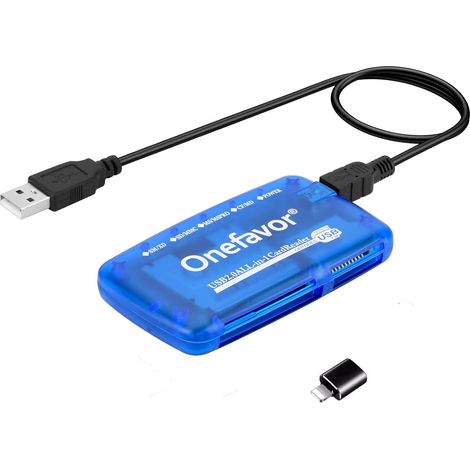 Lector de tarjetas SmartMedia, lector de tarjetas de memoria multitarjeta universal USB todo en uno para Windows, Mac, Linux (lector de tarjetas + adaptador de iPhone) (1/5)