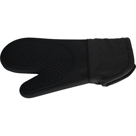 Hitzebeständige Ofenhandschuhe aus Silikon und Baumwolle für Mikrowelle und Backwaren, schwarz (1/5)
