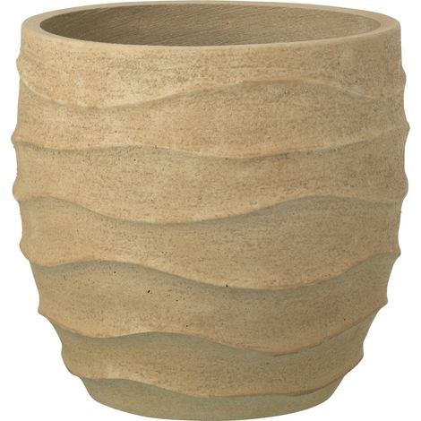 Cache pot extérieur beige effet vague - sable beige (1/2)