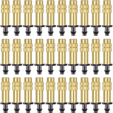 30 Pièces Buse d'Atomisation en Cuivre Réglable Pulvérisateur d'Irrigation Goutte à Goutte 4 / 7mm Atomisation Micro Arroseur Équipement d'Irrigation Refroidissement Jardin Serre Légumes