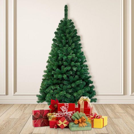 Randaco Albero di Natale artificiale di 120 cm, albero di Natale artificiale con supporto, verde (1/5)