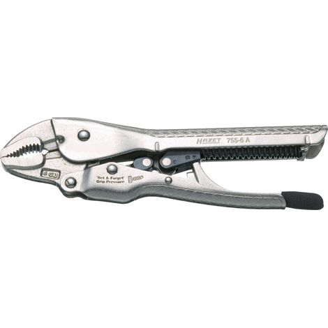 HAZET Gripzange 755-6A  automatische Einstellung  Einhand-Bedienung  variable Klemmkraft-Einstellung einfache und sichere Entriegelung- Zange bleibt geschlossen, bis die Entriegelung betätigt wir (1/4)