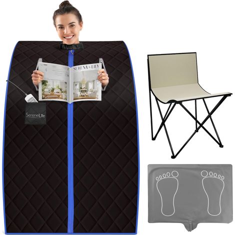 Sauna Portable Infrarouge Vapeur Spa Maison Perdre du Poids Détox Tente Chauffante Mobile Pliable Cabine avec Coussin Chauffant pour Les Pieds et Chaise Pliante (1/5)