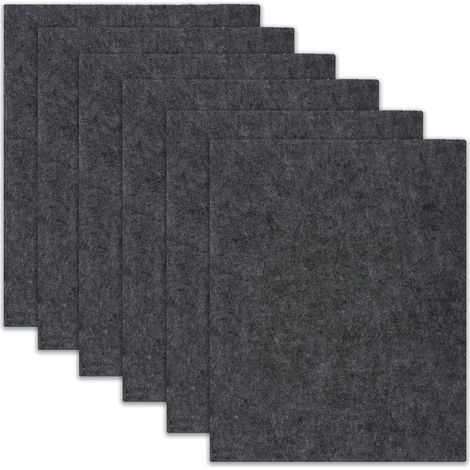 6er-Pack selbstklebende Filzgleiter, 16 x 20 cm, Autofilz, selbstklebend, strapazierfähig, 4 mm dick, quadratisch, rutschfest, Möbelpolster, dunkelgrau (1/5)