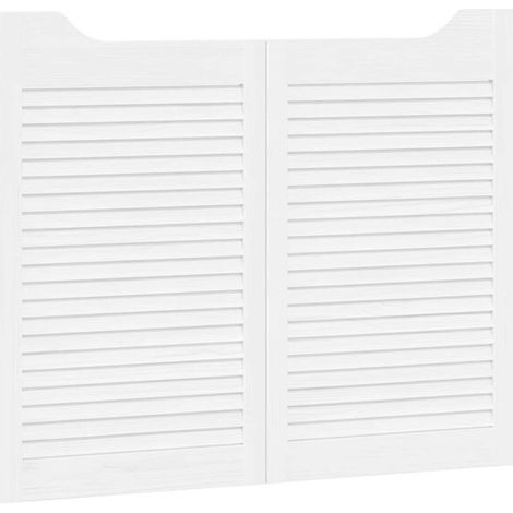 Portes battantes à deux vantaux, blanches, en pin massif. (1/5)