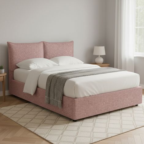 Letto Piazza e Mezza Penzance, Sfoderabile, Contenitore Made in Italy, Rosa (1/5)