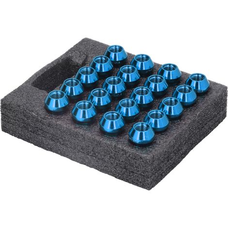Lot de 20 écrous de roue M12x1,5 avec douille et clé, haute dureté, de rechange pour Ford Focus (bleu). (1/5)