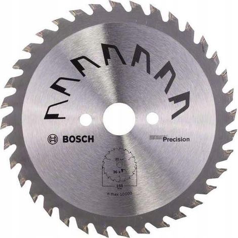 Bosch 1x Lama per Sega Circolare Precison (per Legno, Ø 150 x 2.5/1.5 x 20/16 mm, 36 Denti, ATB, con 1x Anello di Riduzione 16 mm, Accessori Seghe Circolari) (1/4)