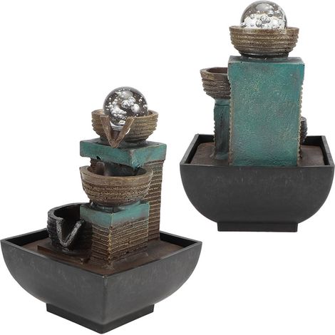 Fontaine décorative créative à LED avec boule de cristal, statue de Bouddha et pompe à eau, socle en résine en forme de lotus. Modèle : 9116, norme européenne 220 V. (1/5)