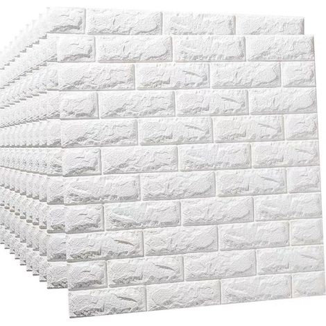 10 feuilles de papier peint autocollantes 3D anti-collision - [3,5 mm d'épaisseur] blanc nano 70 x 77 cm (1/5)