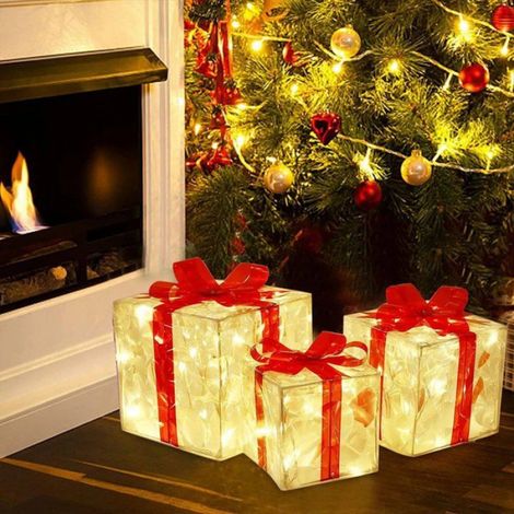 Coffret de décoration de Noël 2024 avec nœud et boîte d'éclairage extérieur pour décoration de cour (1/5)