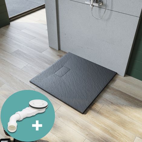 SONNI Piatto doccia Piatto doccia Flat SMC incl. scarico antiscivolo design tagliabile Grigio 80 x 80 cm (1/5)