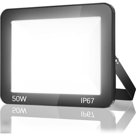 Projecteur LED Exterieur 50W, IP67 Imperméable Spot LED Extérieur, 5000LM 6500K Blanc Froid Eclairage de Sécurité, Luminaire Exterieur Pour Patio, Terrasse, Jardin, Garage, Usine