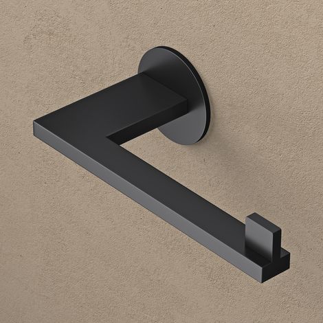 doporro Support de Rouleau en Acier Inoxydable Porte-Papier Toilette Porte-Rouleau Dérouleur Mural pour Rangement WC Noir Mat 185×83,5×60 MM Lino-04
