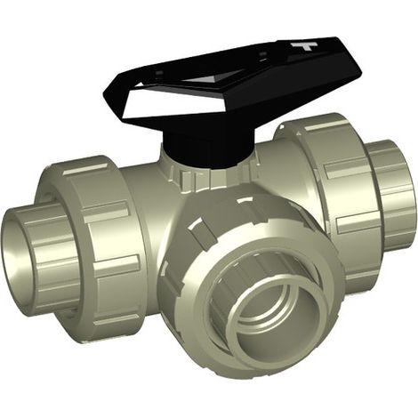 Vanne à bille 3 voies GF 543 horizontale PP/EPDM d 16 douille/alésage en T