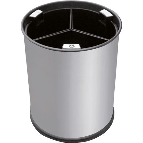 Corbeille de Tri Inox 3 Compartiments Amovibles Noirs - Probbax