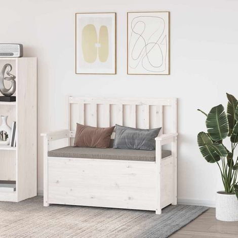vidaXL Banc Blanc 112,5x51,5x96,5 cm Bois de pin massif (1/5)