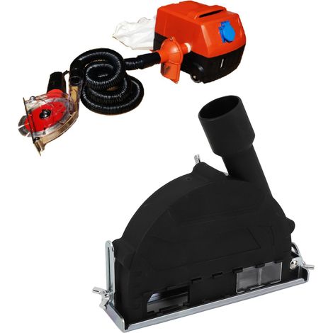 Protector antipolvo para amoladoras angulares con un diámetro de 100-135 mm, fabricado en hierro, con disco ajustable, puerto de extracción de polvo y mecanismo de liberación rápida para una protecció (1/5)
