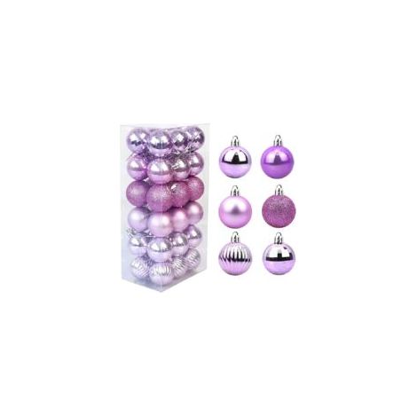 60 mm/2,36 Zoll Weihnachtskugeln – Bruchsichere, hängende Weihnachtsdekoration aus Kunststoff – Hellviolette Weihnachtskugel – Crezuo
