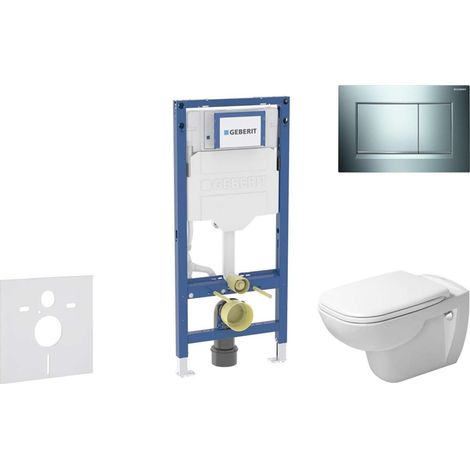 Geberit Duofix - Set Vorwandelement, D-Code-WC mit Softclose-Sitz und Sigma20-Betätigungsplatte, Chrom/Chrom matt SANI11CP1105 (1/5)