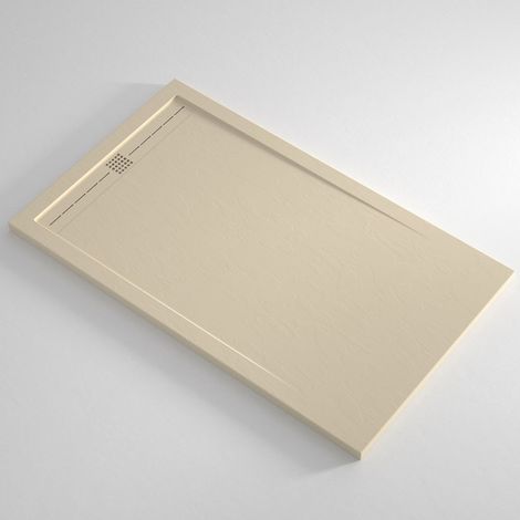 Piatto Doccia Slim Crema in Resina Marmo Effetto Pietra Filo Pavimento Angolare Misura: 90x190