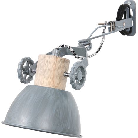 Mexlite - foco - Gearwood - gris - metal madera de caucho - E27 - (1/5)
