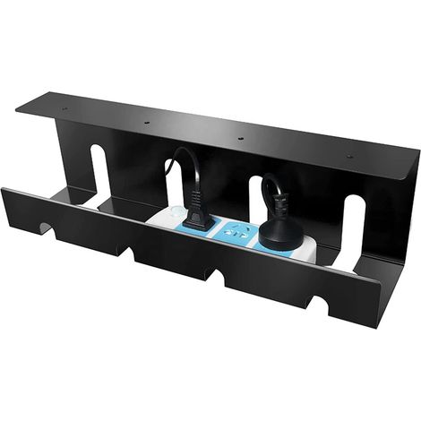Plateau de gestion des câbles sous le bureau, organiseur support de câble en métal robuste pour gérer les câbles et les multiprises, 40 x 10 x 11 cm, (1/5)