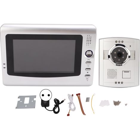Interphone vidéo couleur filaire avec écran LCD, vision nocturne infrarouge, récepteur intérieur pour villa et maison, alimentation secteur 100-240 V, prise européenne.-AquaForge