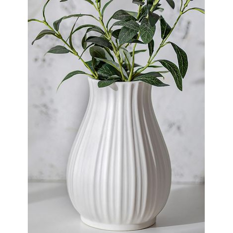 Vase Decoratif Blanc, Ceramique, 20,5cm Hauteur (1/5)
