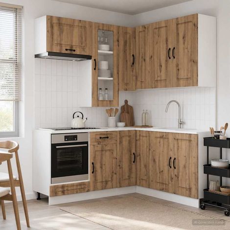 vidaXL Unité de cuisine KALMAR 8 pcs Chêne artisanal Bois d'ingénierie (1/5)