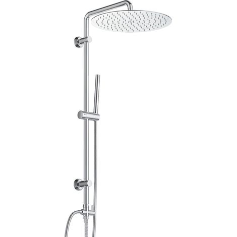 Colonne de Douche en Acier inoxydable sans Mitigeur, Ensemble de Douche Pluie Mural avec Douchette Salle de Bain et Pommeau Douche 30 cm Chromé (1/5)