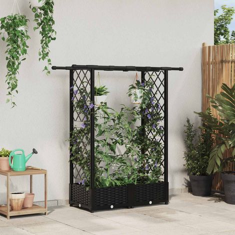 Teenpull – Hochbeet mit Rankgitter und Dach Schwarz 122,5 x 40 x 121 cm PP (1/5)